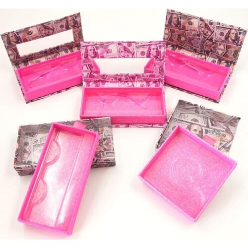100pcs with logo Private custom your own logo eyelashes box for small batch High quality luxury dollar design