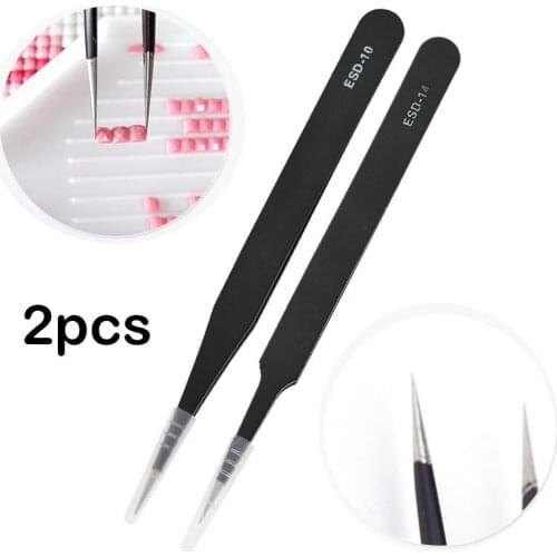 2pcs Diamond Painting Stainless Steel Tweezers High Quality Diamond Painting Tools DIY Crafts Accessory