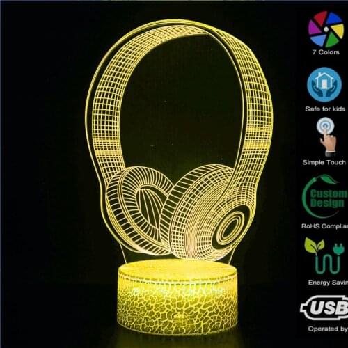Video Games for Can't Hear you I'm 3D Night Light for Children Headphones Gamer Color Changeable LED Table Lamp Home Decoration