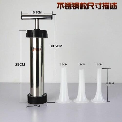 4pcs/Set Stainless Steel Sausage Maker Machine Grinder Meat Stuffer Syringe Filler Hand Operated Machine Plastic Nozzle Set