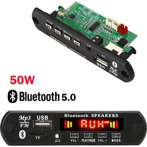 6V-18V 2*25W amplifier MP3 Player Decoder Board 12V Bluetooth 5.0 50W amplifier Car FM Radio Module Support TF USB AUX