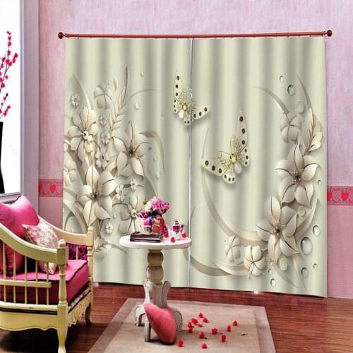 Photo Custom 3D Stereo Embossed flowers Curtains For Living room bedroom kids room Blackout Window Drapes Indoor Decor Sets