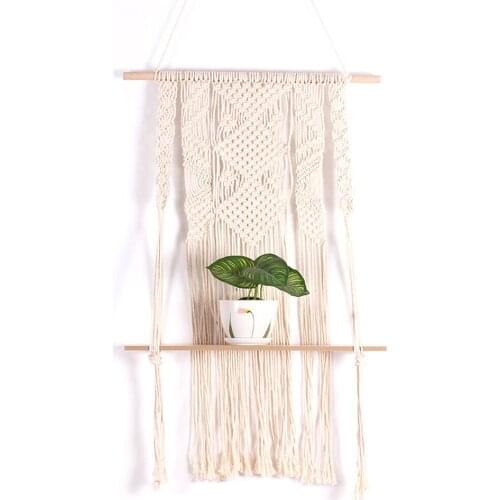 Macrame Tapestry Cotton Thread Bohemian Beautiful Bohemian Wall Hanging Manual European Style Plant Holder Bracket