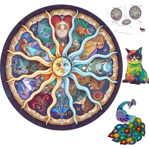 Colorful DIY Wooden Crafts Puzzle Animals of Jungle Jigsaw Games Gift Cartoon For Adults and Kids Educational Toy