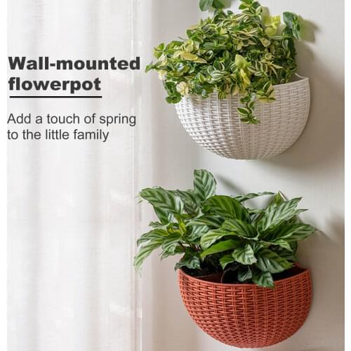 European style imitation rattan wall hanging flower pots planters semicircular wall flower pot balcony lazy flower pot /basket