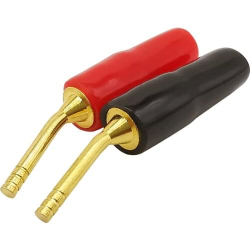 2Pcs/lot Gold-Plated Curved Pin 2mm Banana Plug Audio Speaker Plugs Screw Lock Wiring Terminal Banana Connector