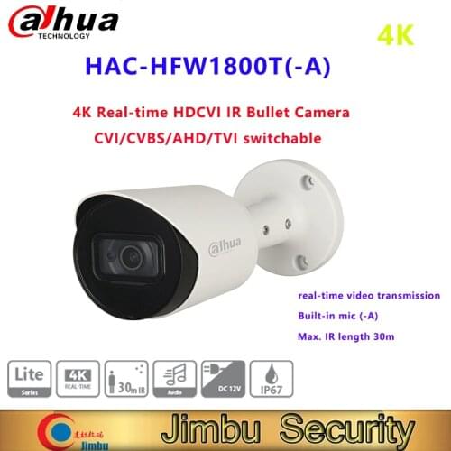 Dahua Dahua cctv camera system 4K Real-time HDCVI IR Bullet Camera HAC-HFW1800T-A 8mp built in mic Smart IR video surveillance