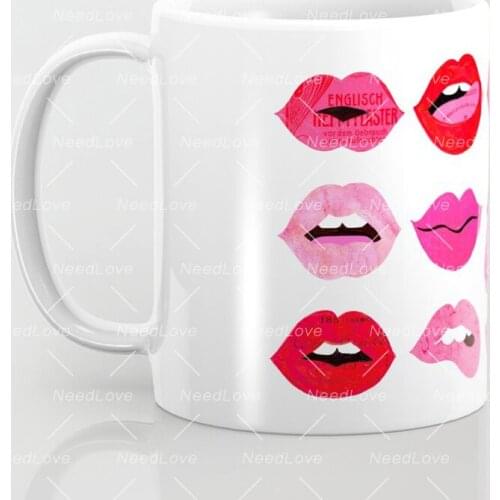 Lips of Love Coffee Mug White Mugs Ceramic Novelty Funny Cup Gifts Drinking Tea
