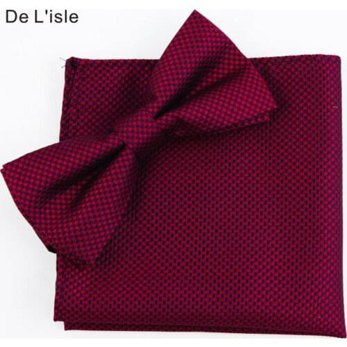 100% Natural Silk Plaid Bow Tie Pocket Square Handky Set Waterproof Jacquard Necktie Handkerchief Men Gift