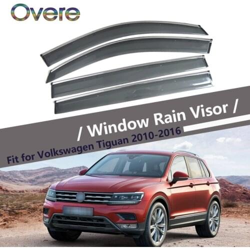 Overe 4Pcs/1Set Smoke Window Rain Visor For VW Tiguan 2010 2011 2012 2013 2014 2015 2016 Awnings Shelters Guard accessories