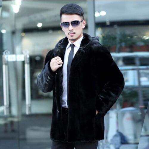 Faux mink leather jacket mens single-breasted clothing winter thicken warm fur leather coat men loose jackets jaqueta de couro