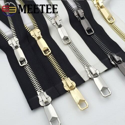 Meetee 1pc 85/100/120cm 10# Metal Zipper Double Open Two-way Large Zippers for Down Jacket Coat Sewing Zips DIY Repair Kits Zip