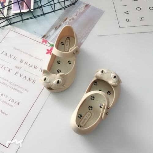 Mini DD New Girls Princess Shoes Children Kids cat Jelly Shoes toddler Fashoin cartoon Flat Sandalias Comfortable Sandals DD004