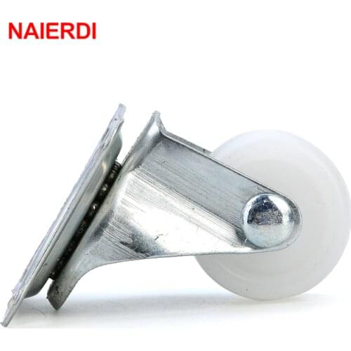 NAIERDI 4PCS 1inch Wheels Castor 10Kg Universal Swivel Casters White PP Nylon Dual Roller Bearing Wheel For Platform Trolley