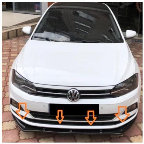 Volkswagen Polo Mk6 2018+ Front Bumper Lip Attachment Gloss Black 3 Pcs