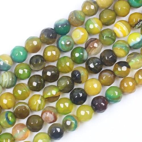 Natural Faceted Yellow&Green Stripe Agate 6/8mm 15inch per strand, For DIY Necklace Bracelat Jewelry Making