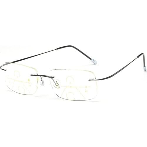 Rimless Memory Progressive Reading Glasses for Men Women Flexible Ultralight Anti Blue Ray Presbyopic Eyeglasses Magnifier +1~+4