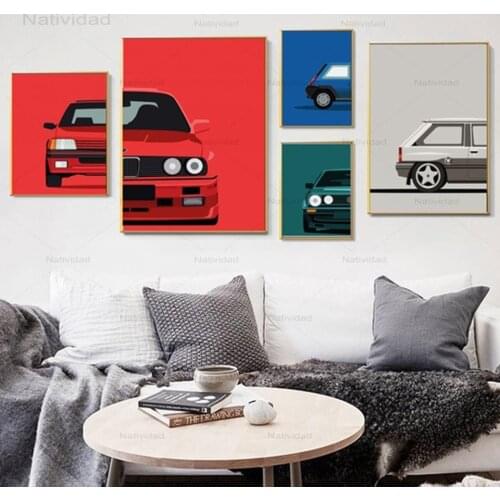 Hd Printing Posters Red Blue Green White Color Classic Cars Modular Pictures Wall Art Canvas Painting Modern Home Decoration