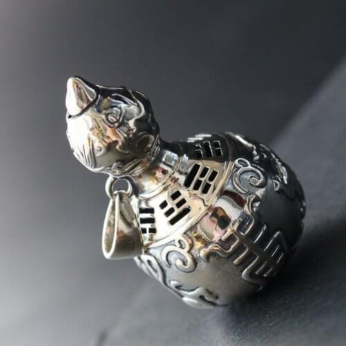 Retro Thai Silver Jewelry Silver Pendant S925 Sterling Silver Pendant Openwork Pattern Silver Gourd Pendant Male And Female