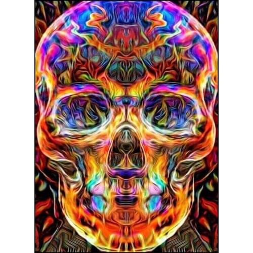 Full Square/ Round 5D DIY Diamond Painting Colorful Skull Skeleton Picture Diamond Embroidery Cross Stitch Mosaic Kit Home Decor