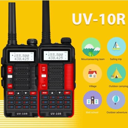 10W Walkie Talkie Baofeng UV-10R 4800mAh VHF UHF Dual Band 2 Way CB Ham Radio UV10R Plus Portable USB Charging Radio Transceiver