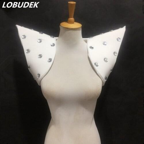 Unisex Stage Rhinestones Shawl Vest Nightclub DJ Singer Dancer Stage Clothes Men Women Dance Team Jazz Performance Costume