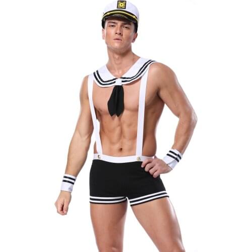 Five Pieces Sexy Net Exotic Lingerie Sexy Male Sailor Cosplay Costume Role play Costumes For Men Seductive Lingerie