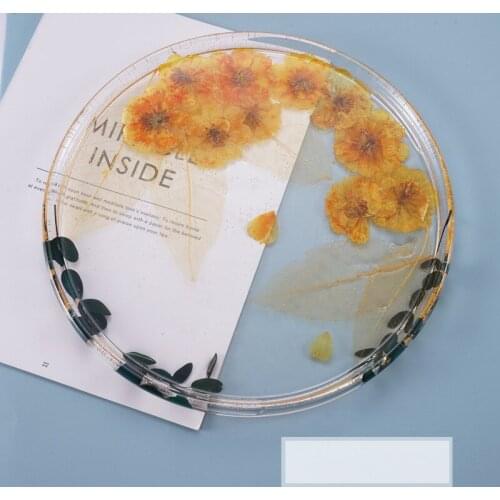 Epoxy silicone mold plate coaster large tray homemade round mirror dish set silicone mold