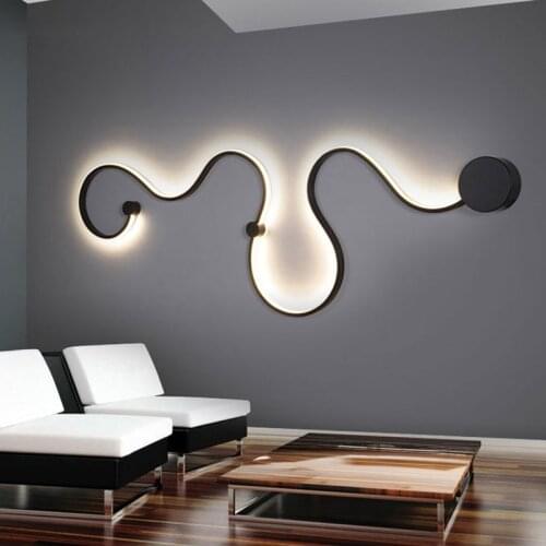 Modern Wall Lamps for Bedroom Study Living Balcony Room Acrylic Home Decor in White Black Iron Body Sconce S-Curve Led Lights