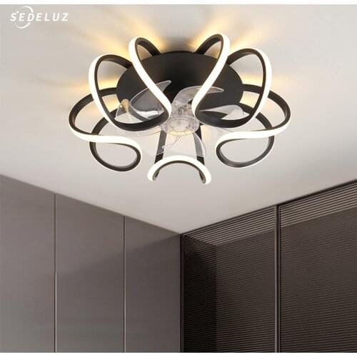LED Ceiling Fan with Lights Remote Control Bedroom Decor Ventilator Lamp Living Room Dining Room Contemporary Ceiling Fan Lamp