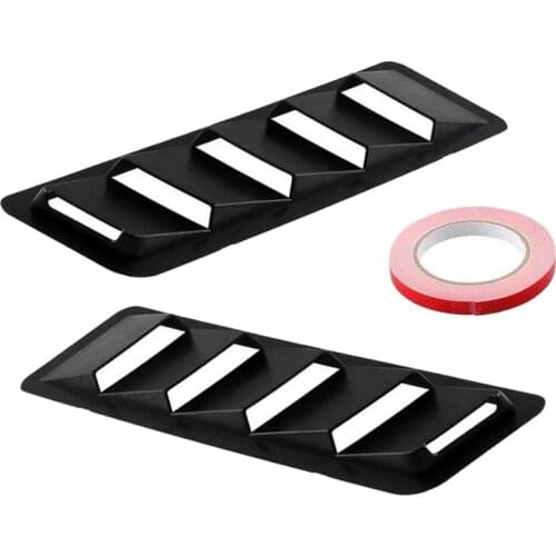 Universal 2pcs New Car Black Engine Hood Vent Louver Scoop Air Flow Intake Cooling Panel Cover Trim