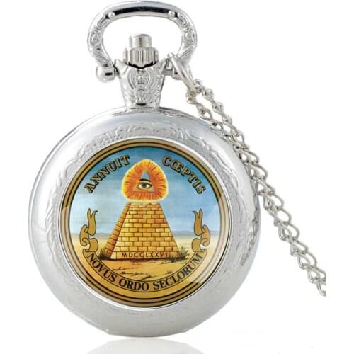 Retro Eye of Providence Design Silver Vintage Charm Quartz Pocket Watch Men Women Pendant Necklace Hours Clock Gifts
