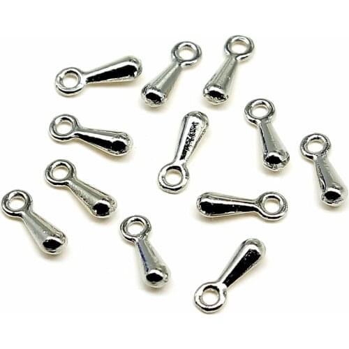 200pcs/ lot 2x7mm Rhodium Color Water Drop End Beads For DIY Extender Chain Pendant Jewelry Making Findings Accessories