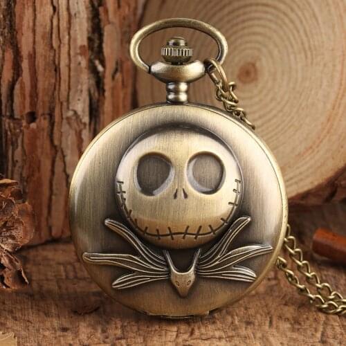 Tim Burton The Nightmare Before Christmas Quartz Pocket Watch Jack Skellington Pendant Creative Retro Watches for Men Women kids