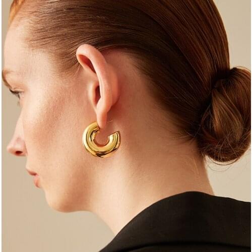 14mm Thick Mini Hoop Earrings for Women Chunky Gold Tiny Plain Hoops Little Earring Minimalist Everyday Earrings