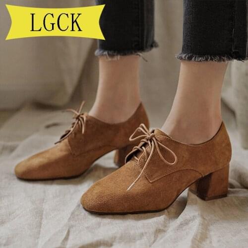 Big Size 34-43 Women Comforty Sheepskin Flock Leisure Women Fashion Shallow Shoes Mid Heel Pumps Casual Spring Autumn Lady Shoes