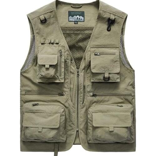 Men Waistcoat Vest Jacket Multi-Pocket Classic Male Sleeveless Coat Outdoor Photographer Fishing Jackets 5XL Vest Travel Clothes