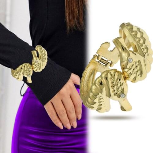 Gold Seahorse Sea Creature Hinged Wrap Open Cuff Bracelet Bangle Nautical Beach Ocean Women Accessories Statement Gift Holiday