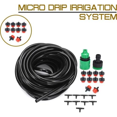 1 Set Micro Drip Irrigation System 10M DIY Plant Automatic Self Watering Garden Hose Kits With Adjustable Dripper Connector