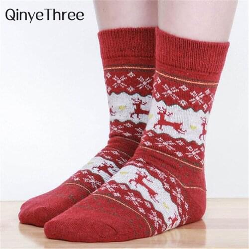 1 Pair Winter Women Keep Warm Christmas Gift Socks Snowflake Deer Comfortable Elk Home Bedroom Sokken Dropship