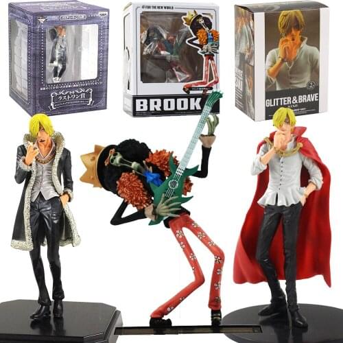 18cm 25cm Glitter Brave Figures New World Brook Playing Guitar Sanji Smoking Anime Collectible Model Toys