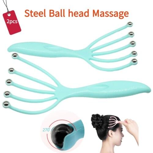 2pcs Head Massager Neck Massage Steel Ball Massage Octopus Scalp Relaxation Five Finger Personal Massager