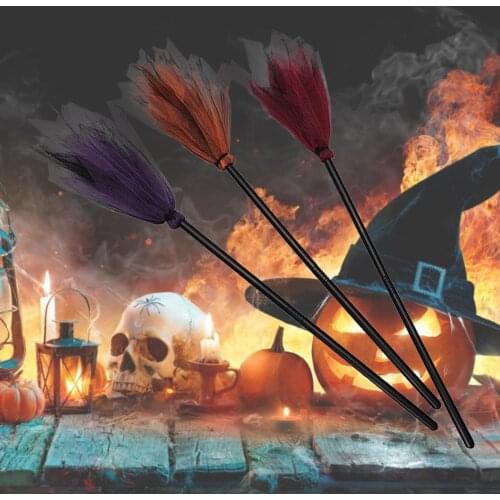 2020 Witch Broom Cosplay Witch Accessory For Halloween Party Scene Props Plastic Broom For Children Adults Halloween Costume 40P