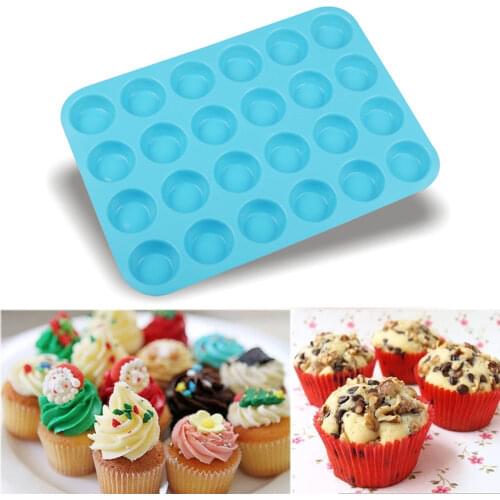 24 Cavity Mini Muffin Silicone Mold Fondant Cake Tools Clay Candy Jelly Chocolate Cookies Cupcake Decorating Tray Molds
