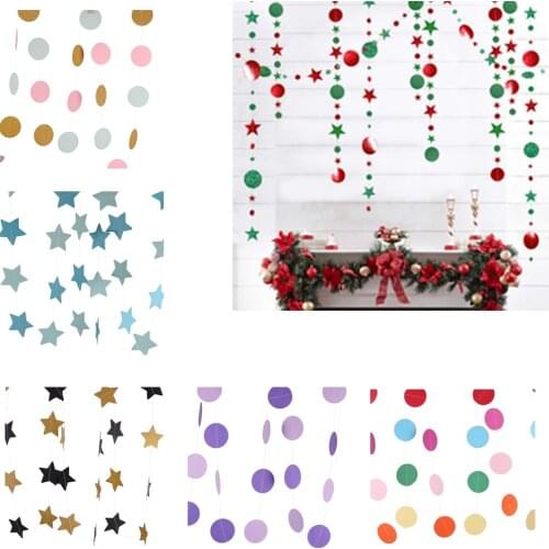 4m Mirror Paper Star Round Garland Flash Banner Happy Birthday Decoration Adult Boy Girl Baby Shower Curtain Decor Wedding DIY