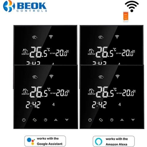 4 Pieces/pack Black16A Wifi Electric Heating Thermostat Programmable Underfloor Heating Room Temperature Controller 220-240V