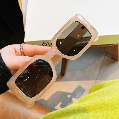 Acetate Tea Square Sunglasses Women Men Fashion One Piece Shades Retro Candy Frame Rectangle Sun Glasses Female Sunnies UV400