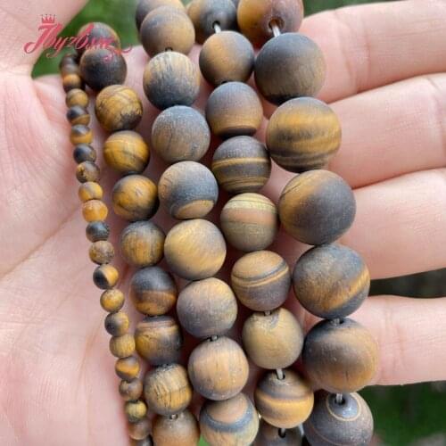 Natural Tigers Eye Frost Round Stone Beads Loose Spacer 4/6/8/10/12mm For Jewelry Making DIY Necklace Bracelets Strand 15"