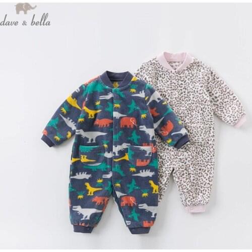 DBA10917-B dave bella autumn new born baby unisex fashion cartoon print jumpsuits infant toddler clothes children romper 1 piece