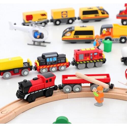 Wooden Railway Accessories Locomotive Magnetically Connected Train Toys Compatible For Biro Wooden Train Track Toys For Kids